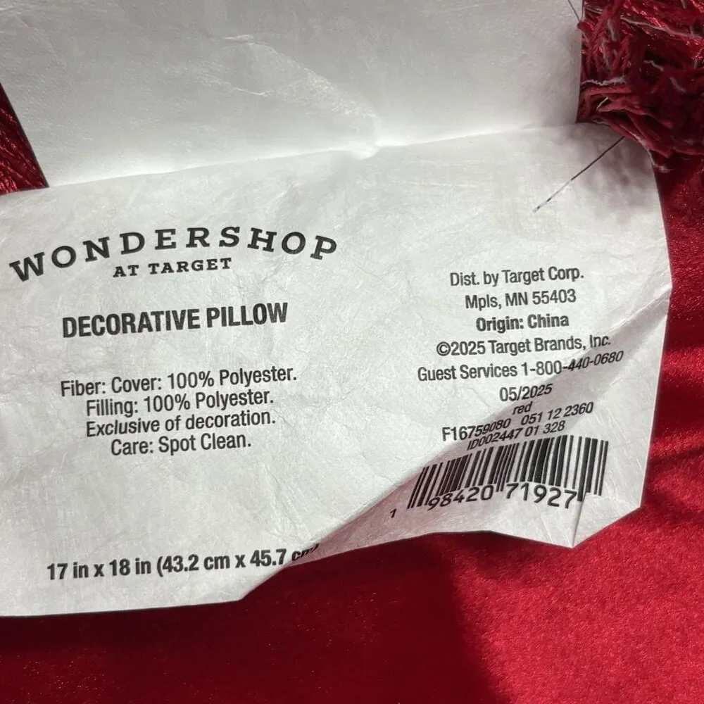 Target Large Bow Shaped Pillow Red with Fringe Coquette Super Soft